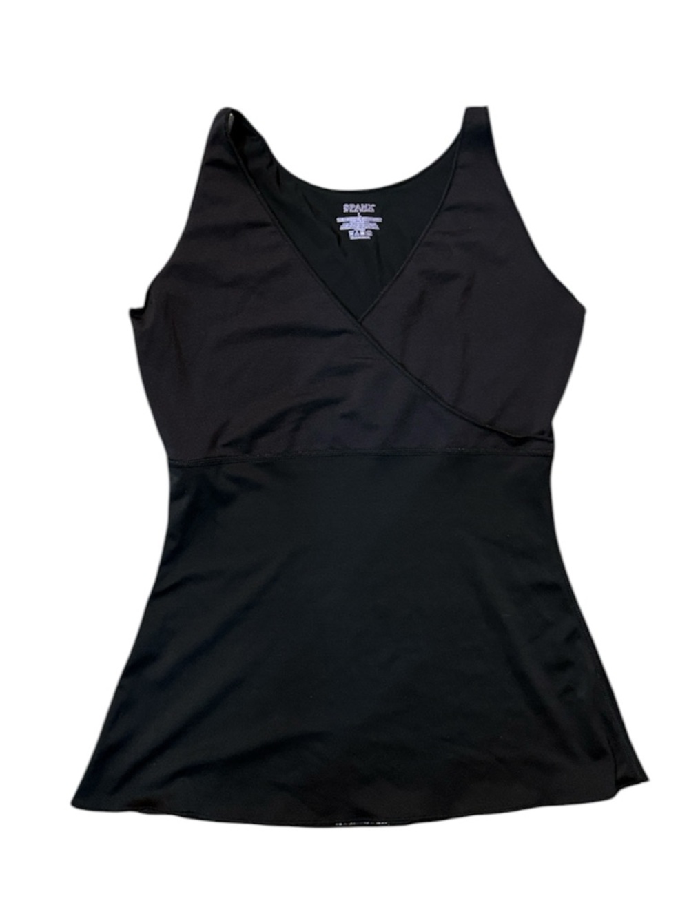 SPANX Black Faux-Wrap Flared Hem Tank